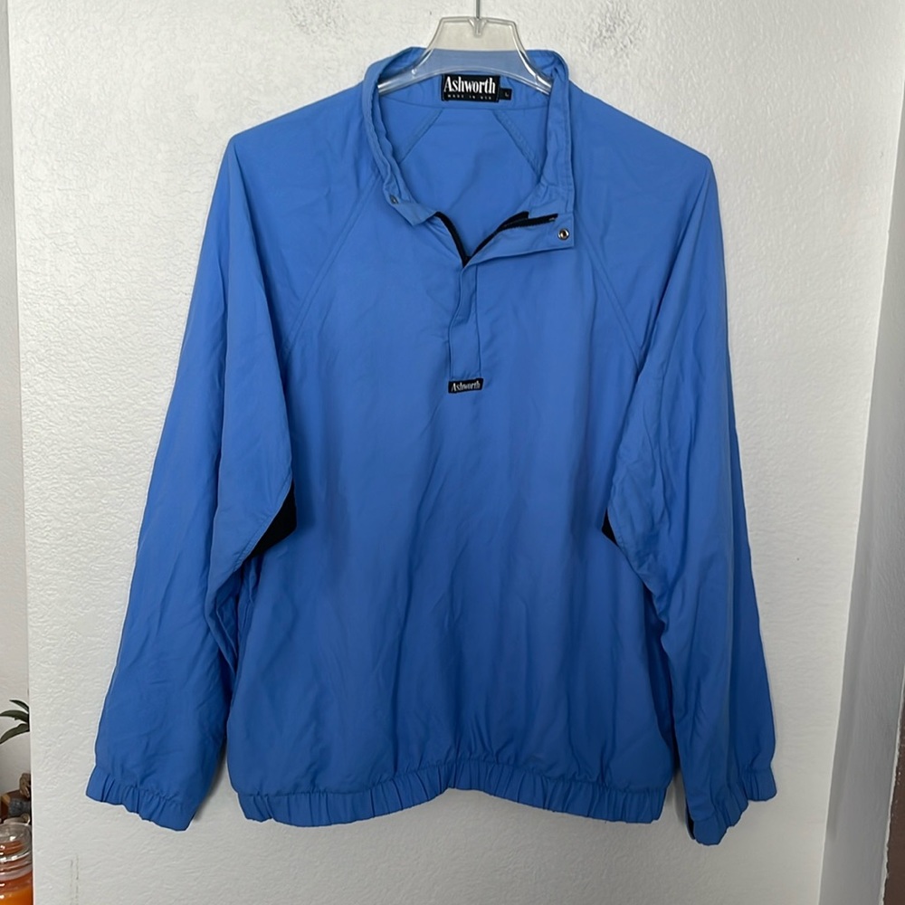 💙ASHWORTH WINDBREAKER THROUGH OVER PRETTY BLUE SIZE L 2 POCKETS GREAT CONDITION